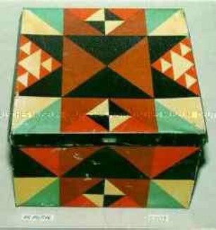 Blechdose für Gebäck (dauf Boden: H. BAHLSENS KEKS-FABRIK AKT.-GES. HANNOVER - Abbildung geometrischer Ornamente)