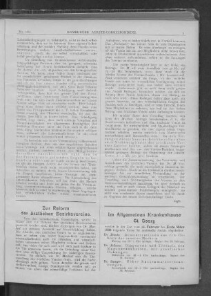 Zur Reform der ärztlichen Bezirksvereine.