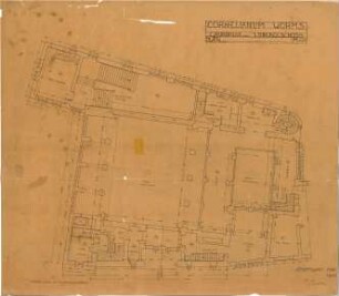 Fischer, Theodor; Worms; Cornelianum - Grundriss 1. OG