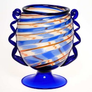 Blaue Henkelvase mit Spiralen
