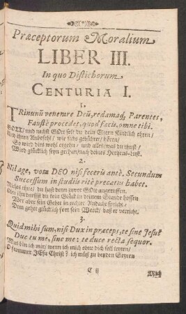 Praeceptorum Moralium Liber III.