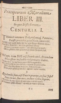 Praeceptorum Moralium Liber III.