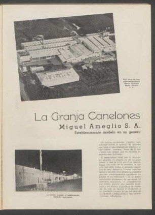 La Granja Canelones, Miguel Ameglio S. A. - Establecimiento modelo en su género