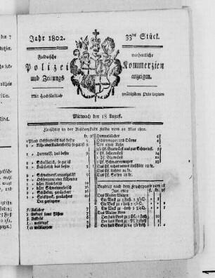 33tes Stück, Ausgabe vom 18. August 1802