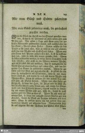 Wie man Gänse und Endten zubereiten muß
