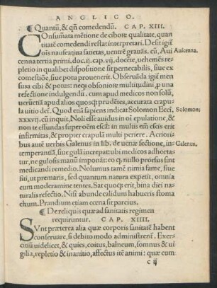De reliquis quae ad sanitatis regimen requiruntur. Cap. XIIII.