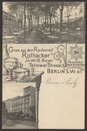 Ansichtskarte "Restaurant Rothacker", Teltower Straße 3 [1/2]