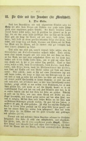 III. Die Erde und ihre Bewohner (die Menschheit)