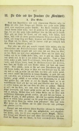 III. Die Erde und ihre Bewohner (die Menschheit)