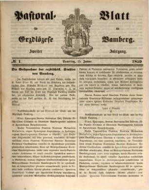 Pastoralblatt der Erzdiözese Bamberg. 2. 1859