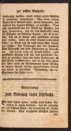 Anleitung zum Gebrauch dieses Lehrbuchs