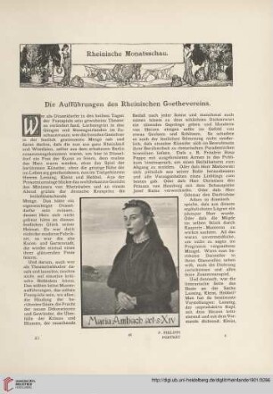 Rheinische Monatsschau : die Aufführungen des Rheinischen Goethevereins