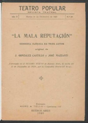 2.1920=Nr. 59: La mala reputación : comedia ilógica en tres actos