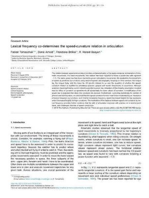 Lexical frequency co-determines the speed-curvature relation in articulation