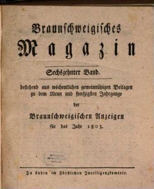 Braunschweigisches Magazin. 16, 16. 1803