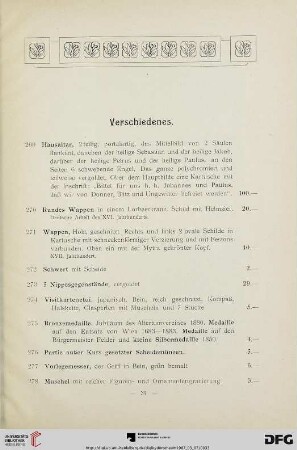 Verschiedenes (Nr. 269-296)