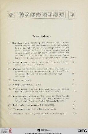 Verschiedenes (Nr. 269-296)