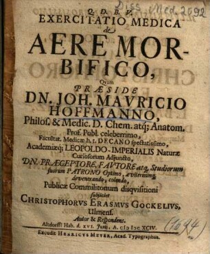 Exercitatio Medica de Aere Morbifico