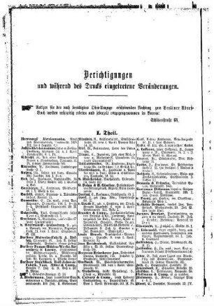 Berichtigungen und während des Drucks eingetretene Veränderungen