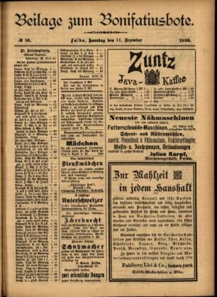 Zweite Ausgabe vom Sonntag, den 11. Dezember 1898.