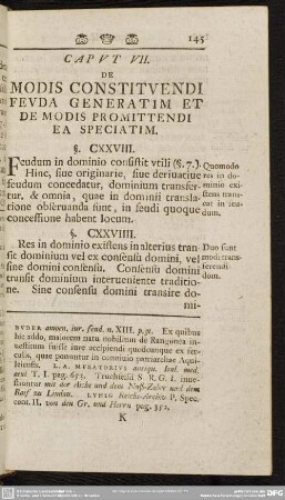 Caput VII. De Modis Constituendi Feuda Generatim Et De Modis Promittendi Ea Speciatim