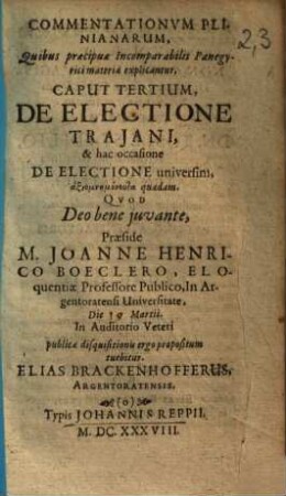 De Electione Traiani, & hac occasione De Electione universim