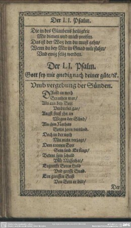 Der LI. Psalm. Gott sey mir gnedig nach deiner güte, [et]c.