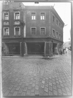 Meißen-Altstadt, Elbstraße 8. Wohnhaus mit Laden (um 1875). Straßenfront (Teilansicht)
