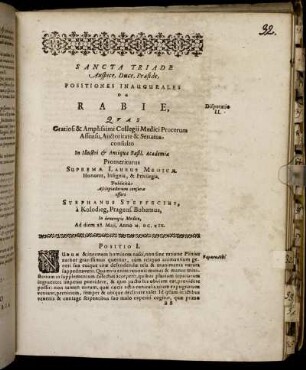 Positiones Inaugurales De Rabie, [...]