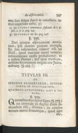 Titulus III. De Iuribus Subsidiariis, Specialibus, Et Singularibus, ...