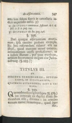 Titulus III. De Iuribus Subsidiariis, Specialibus, Et Singularibus, ...