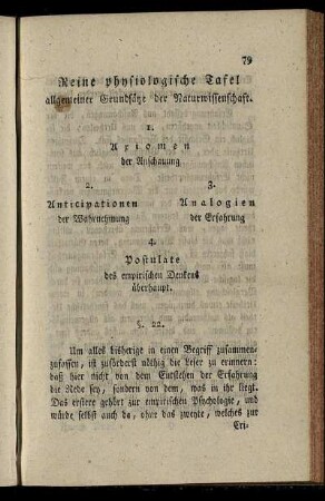 Reine physiologische Tafel allgemeiner Grundsaetze der Naturwissenschaft