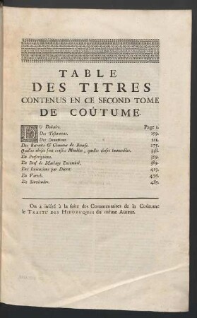 Table des titres