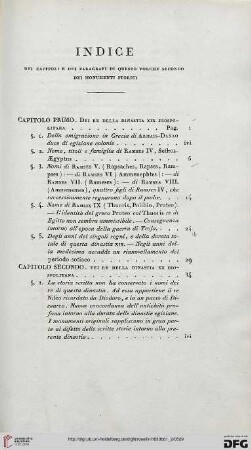 Indice dei capitoli e dei paragrafi di questo volume secondo dei monumnti storici