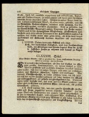 CLXXXIII. Stück. Neue Rechts-Gründe: daß es gerechter sey; seines verstorbenen Bruders Weib zu nehmen, als eine Fremde.