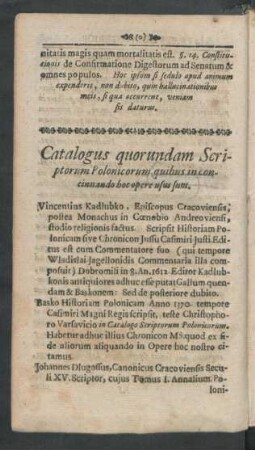 Catalogus quorundam Scriptorum Polonicorum, quibus in concinnando hoc opere usus sum.