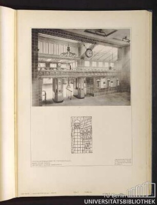 Teil V. Tafel 36. Untergrundbahnhof Wittenbergplatz: Blick in die Halle. Architekt: Alfred Grenander.