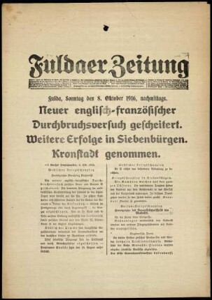 Ausgabe vom Sonntag, den 08. Oktober 1916.