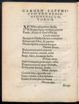 Carmen Sapphicum Pro Remissione Peccatorum.