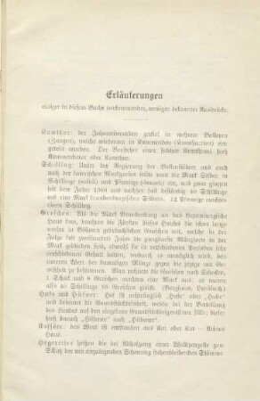 Erläuterungen einiger in diesem Buche vorkommender, weniger bekannter Ausdrücke