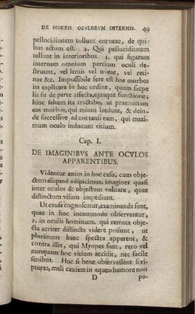 Cap. I. De Imaginibus Ante Oculos Apparentibus.