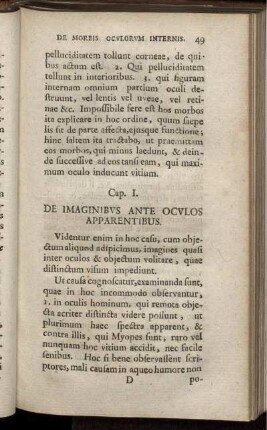Cap. I. De Imaginibus Ante Oculos Apparentibus.