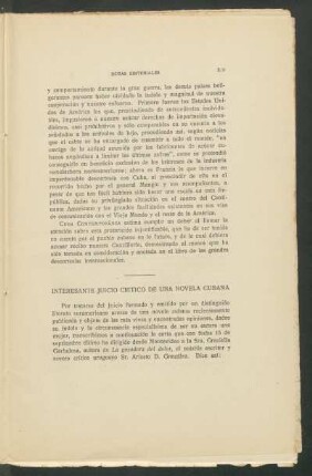 Interesante juicio crítico de una novela cubana