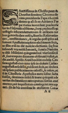 Declaratio S. D. N. Clementis Pape VII. Quod Regule Cancellarie per Adrianum VI. publicate non nisi a crastina die Coronationis eiusdem Adriani valeant