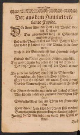 Der aus dem Himmel verbante Cupido.