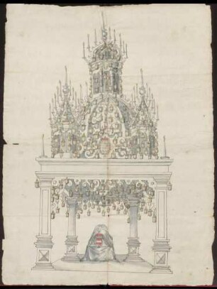 Zeichnung eines Katafalkes und eines Castrum Doloris (ohne nähere Angaben) Nr. 15