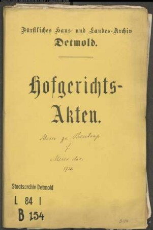 Bentrup, Meier zu gegen Meier zu Bentrup