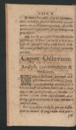 Caput Octavum. Analysis commendatur & vindicatur.