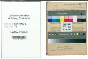Entnazifizierung Irmgard Lindow , geb. 09.09.1915 (Klavierlehrerin)
