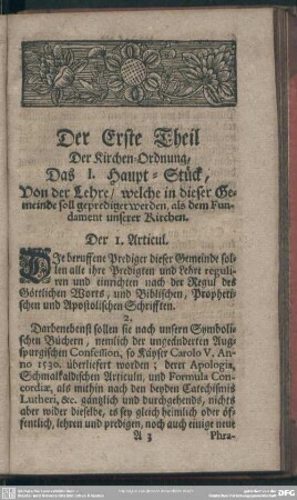 Der Erste Theil Der Kirchen-Ordnung